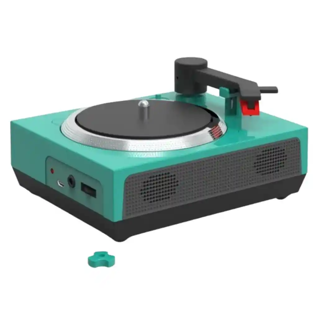 Tocadiscos Tornamesa Vinilo Mini Altavoces Bluetooth Verde