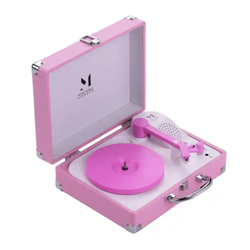 Tocadiscos Tornamesa Vinilo Maleta Mini Parlantes Rosado