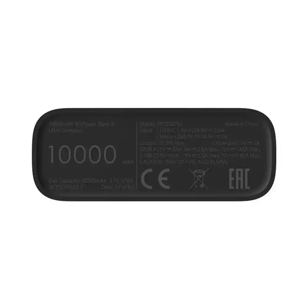 Xiaomi Mi Powerbank 3 Ultra Compact 10000 Mah Negro