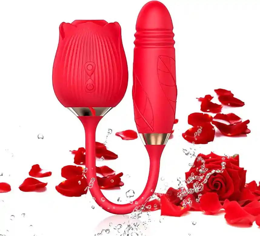 Juguete Para Adultos Dildo Con Rosa Succion Recargable Adult