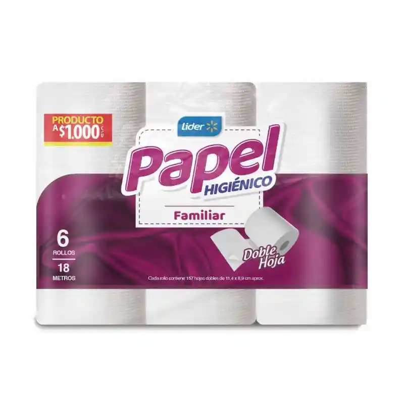 Lider, Papel Higienico Familiar 6x18mts