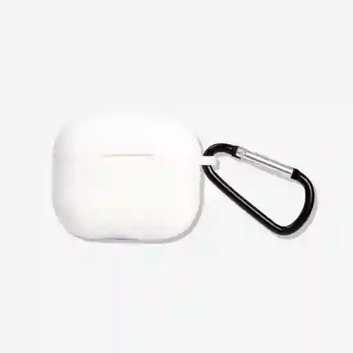 Funda De Silicona Protectora Para Airpods Tercera Generación Antigolpes Con Gancho De Agarre Blanca