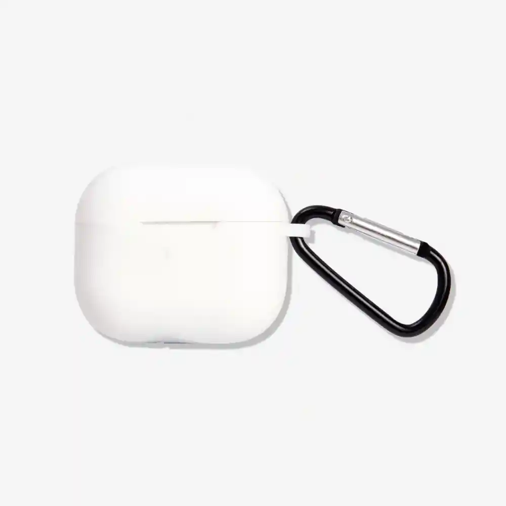 Funda De Silicona Protectora Para Airpods Tercera Generación Antigolpes Con Gancho De Agarre Blanca