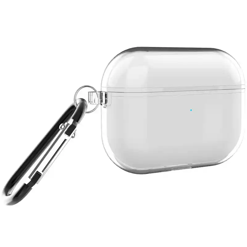 Funda De Silicona Protectora Para Airpods Tercera Generación Antigolpes Con Gancho De Agarre Transparente