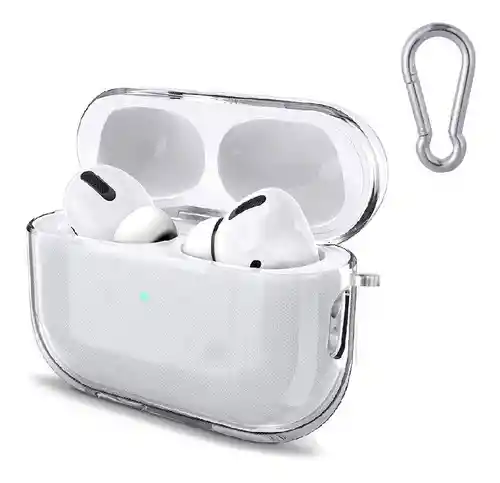 Funda De Silicona Protectora Para Airpods Pro Antigolpes Con Gancho De Agarre Transparente