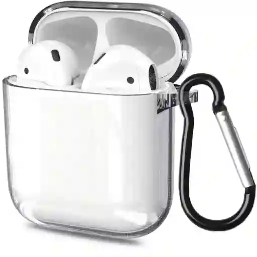 Funda De Silicona Protectora Para Airpods Segunda Generacion Antigolpes Con Gancho De Agarre Transparente