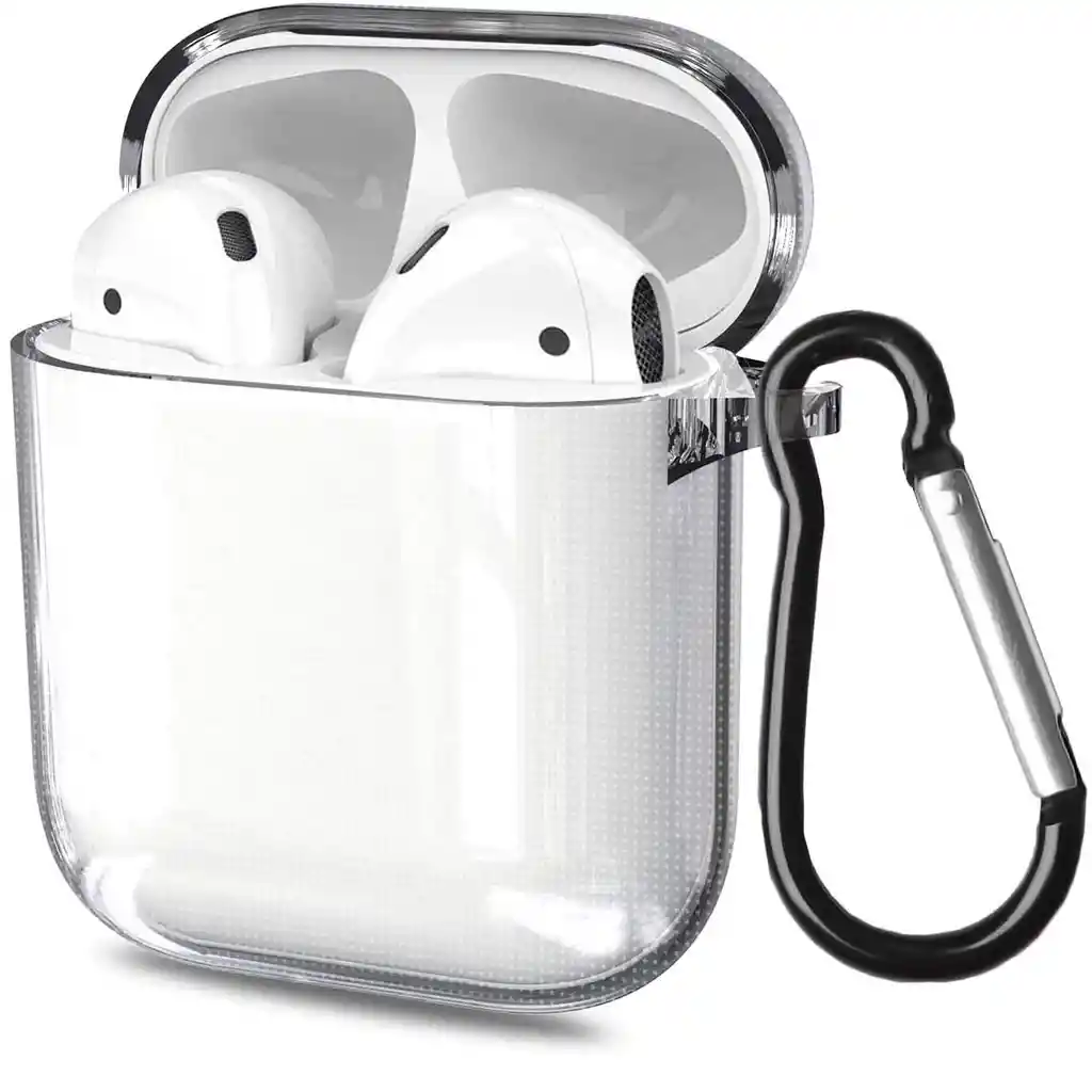 Funda De Silicona Protectora Para Airpods Segunda Generacion Antigolpes Con Gancho De Agarre Transparente