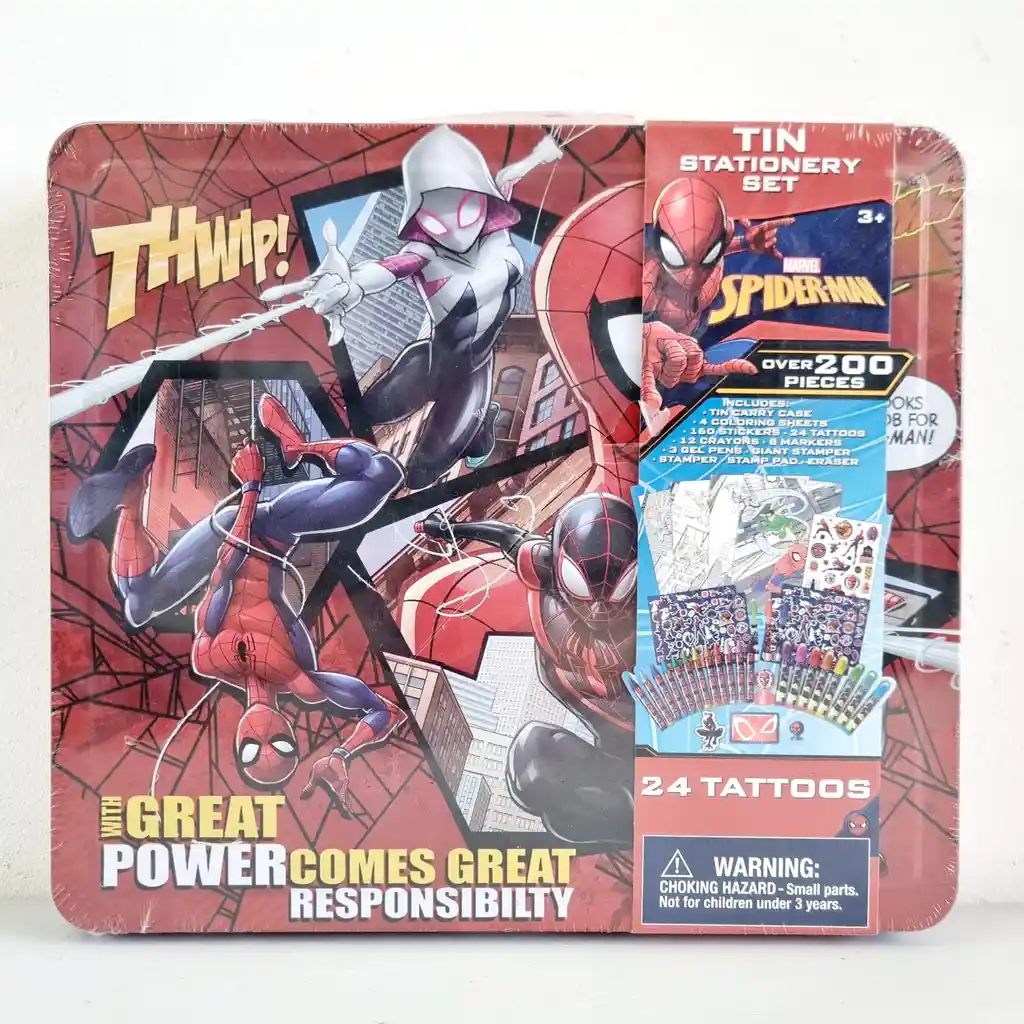 Set De Dibujo Marvel Spiderman -lápices -stickers -plumones -stampadores -entre Otros