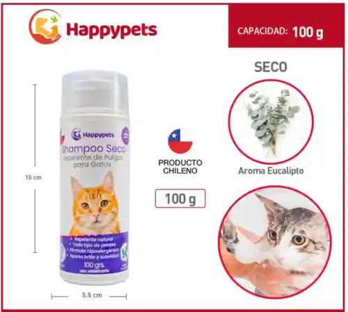 Shampoo Seco Repelente De Pulgas Para Gatos