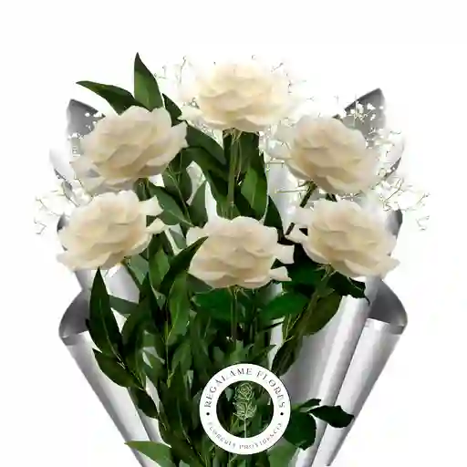 Ramo Premium De 6 Rosas Blancas