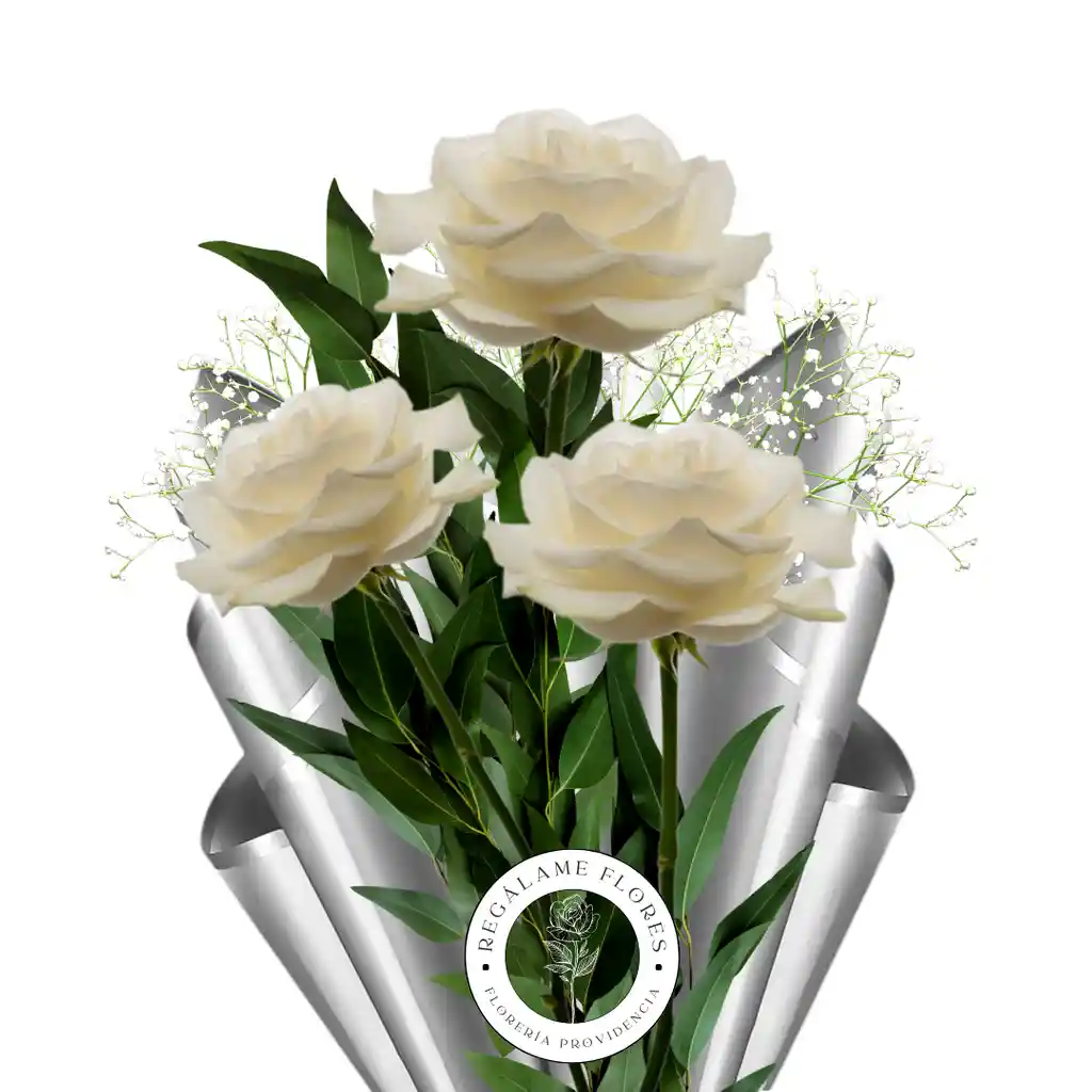 Ramo Premium De 3 Rosas Blancas