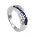 Anillo Trinity Blue Plata Italiana - Talla 6 Usa