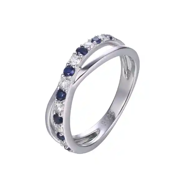 Anillo Destin Blue Plata Italiana - Talla 8 Usa