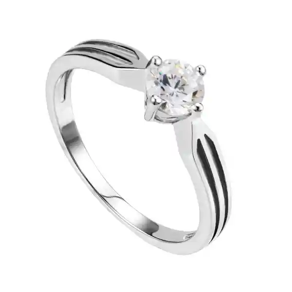 Anillo Solitary Plata Italiana - Talla 5 Usa