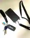 Strap Celular Plano Con Adaptador + Llavero Negro