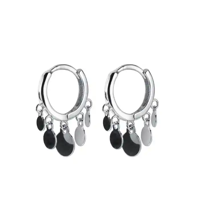 Argolla Huggies Lentejuelas Plata Fina 925