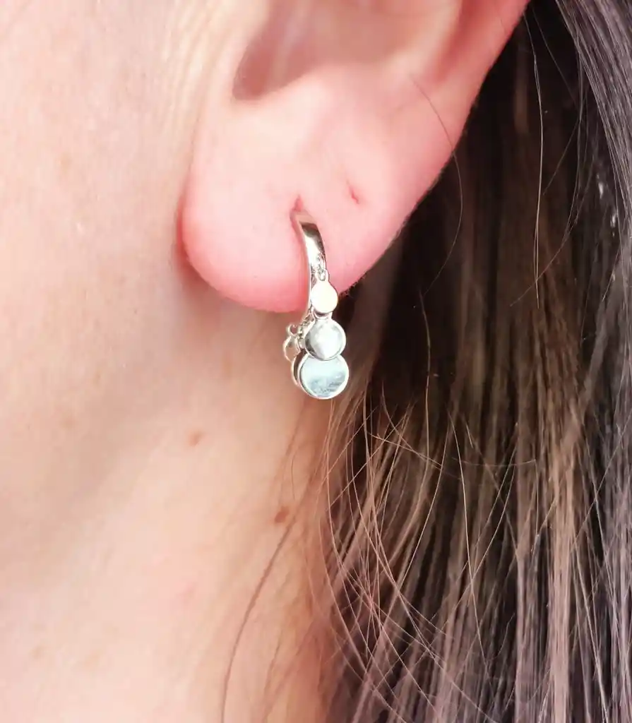 Argolla Huggies Lentejuelas Plata Fina 925