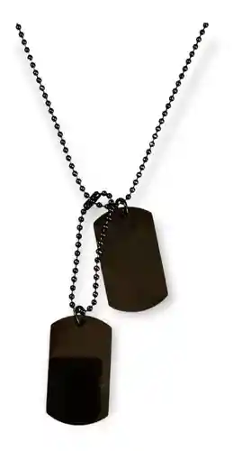Colgante Doble Etiqueta Placa Acero Estilo Militar Hipoalergenica Negra