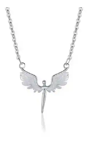 Colgante Alas Angel Plata 925 Paz Amor Chapado Oro Blanco