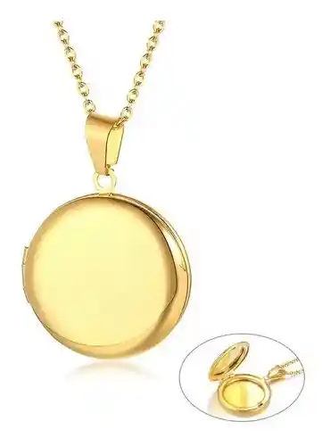 Colgate Relicario Guardafoto Redondo Chapado En Oro 18k