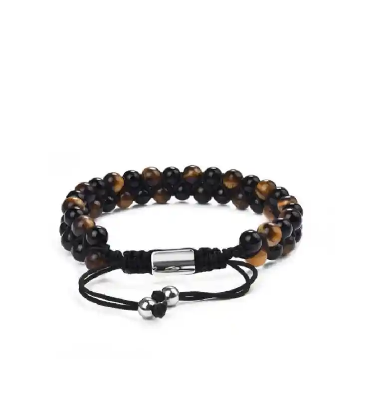 Pulsera Brazalete Ajustable Ojo De Tigre Acero Chakras