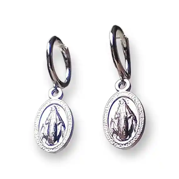 Argollas Huggies Virgen De La Milagrosa Plata Fina 925
