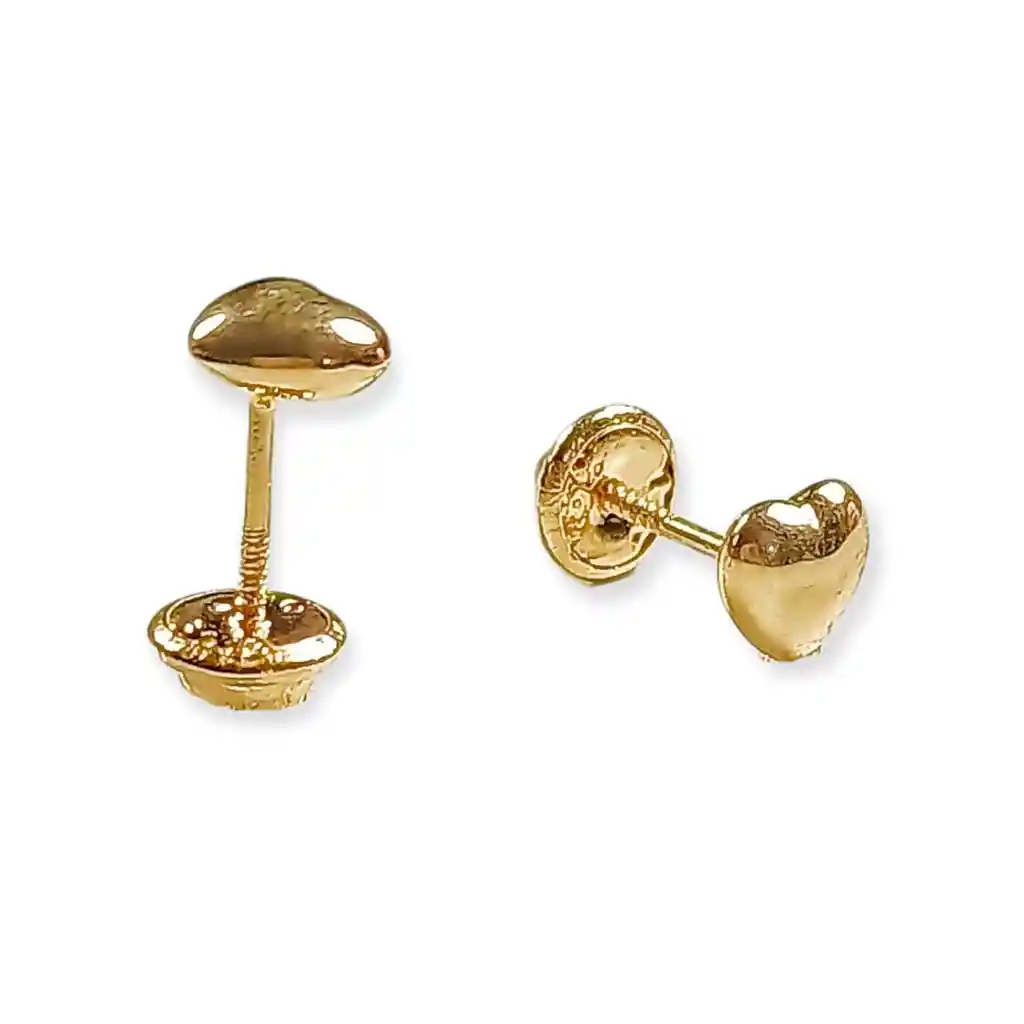 Aros Piercing Helix Punto Corazon Tuerca Oro 18k Tapa Seguridad Bebe