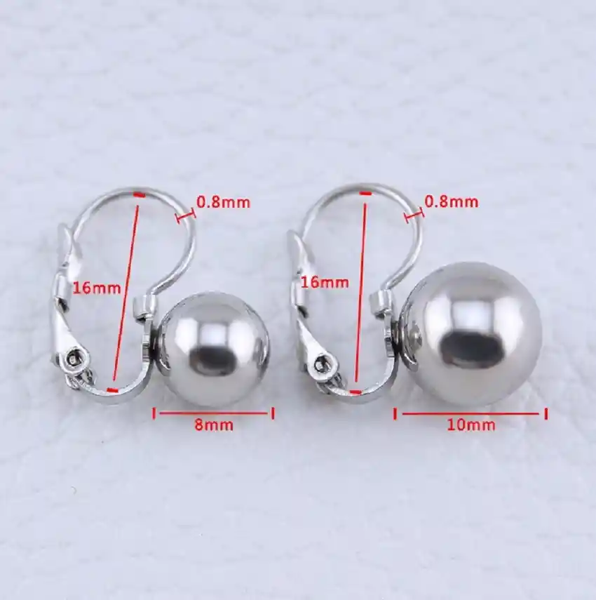 Aros Hipoalergenicos Esfera Argollas Huggie Plateadas