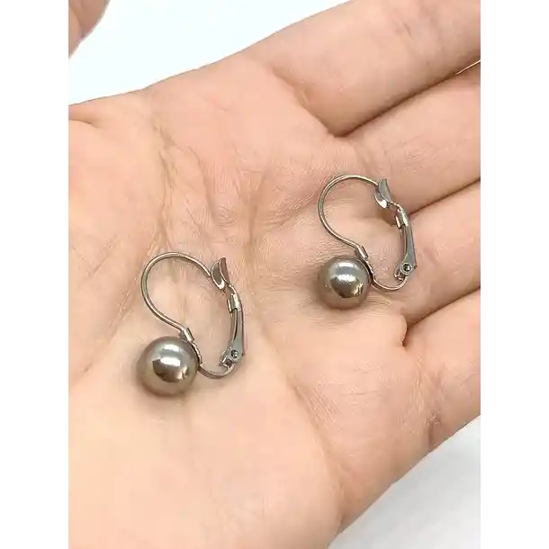 Aros Hipoalergenicos Esfera Argollas Huggie Plateadas