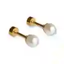 Aros Perla Seguridad 6mm Piercing Helix Chapadas En Oro 18k Niña