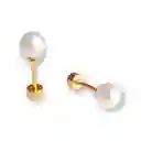 Aros Perla Seguridad 6mm Piercing Helix Chapadas En Oro 18k Niña
