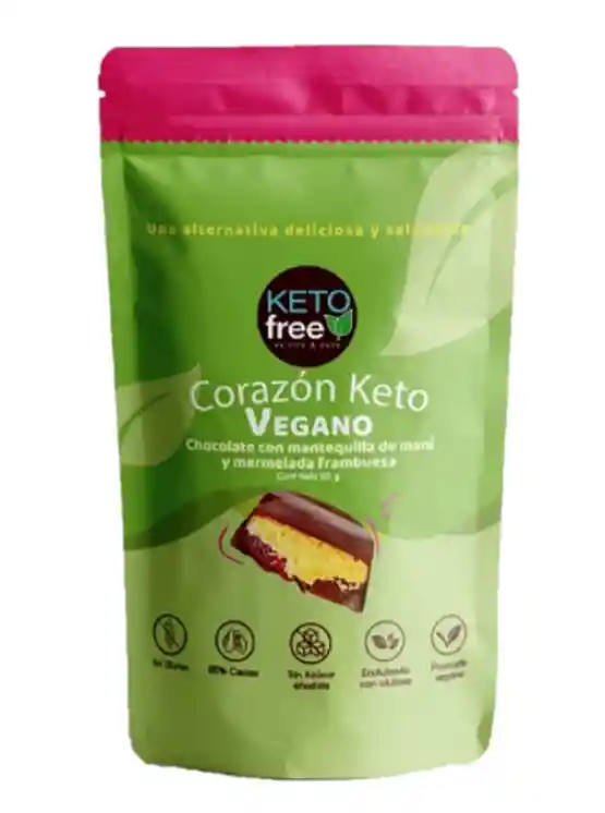 Keto Free - Corazón Keto Chocolate Relleno Mant. Maní Y Frambuesa (vegano, Sin Gluten O Azúcar)