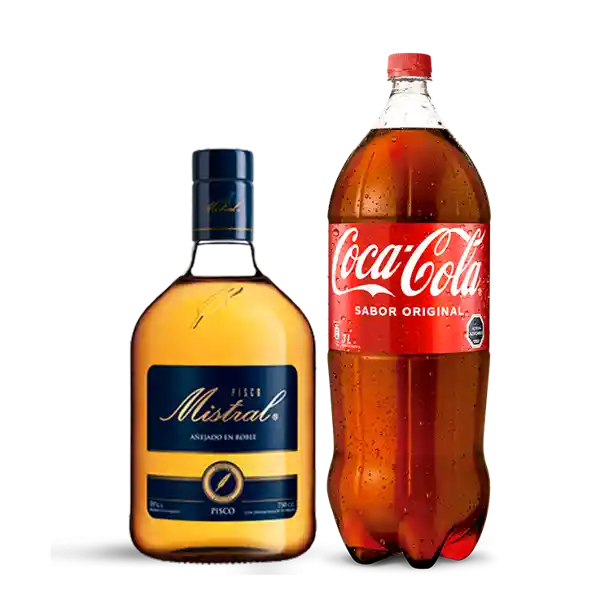 Pisco Mistral 35g 1l + Coca Cola 3l