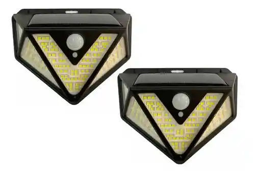 Pack X2 Foco Exterior Luz Sensor Led Solar Focos Solares 90w