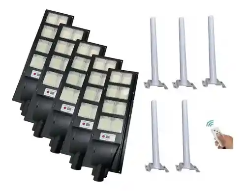 Pack X5 Foco Led Solar 200w Poste Exterior Panel Iluminacion