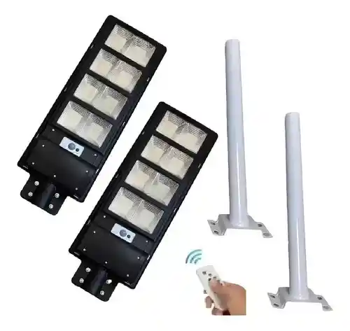 Pack X2 Foco Led Solar 300w Poste Exterior Focos Potentes