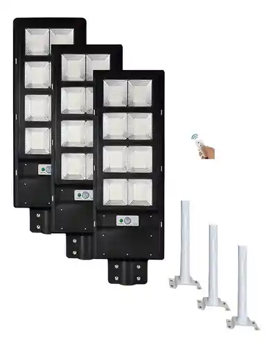 Pack X3 Foco Led Solar 300w Poste Exterior Focos Potentes