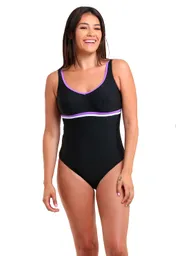 Traje De Baño Deportivo Con Vivos Morado Talla L Samia