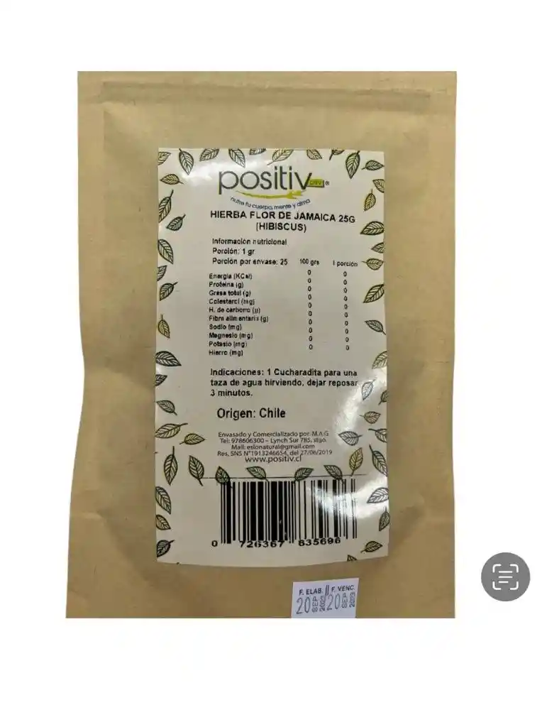 Positiv - Flor De Jamaica Hierba 25g Infusion Hibisco