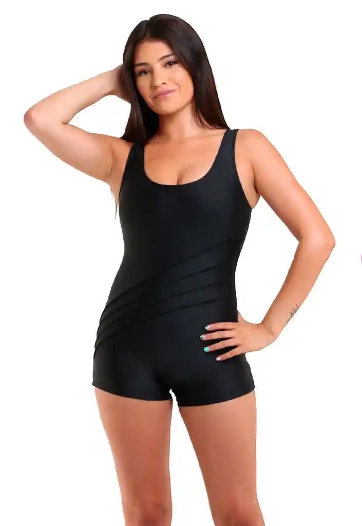 Traje De Baño Deportivo Pierna Corta Negro 16