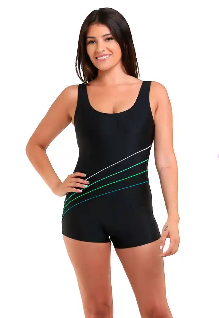 Traje De Baño Deportivo Pierna Corta Verde 16