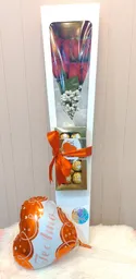 Caja Rectangular Con 12 Rosas, Bombones Ferrero Rocher Y Globo