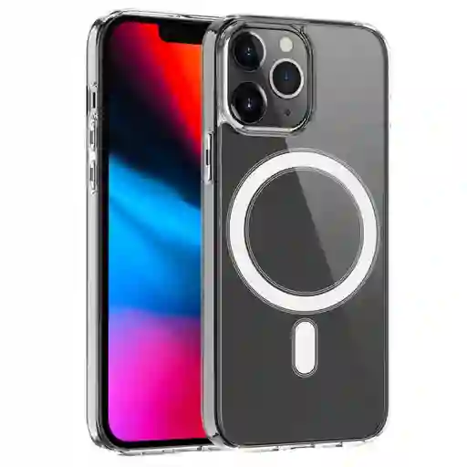 Lamina Iphone 14promax De Vidrio Completa 21d +carcasa Transparente Magsafe
