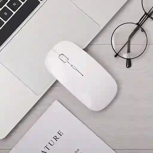 Mouse Bluetooth E Inalambrico ( Ambas Funciones) Conexion Universal -color Blanco