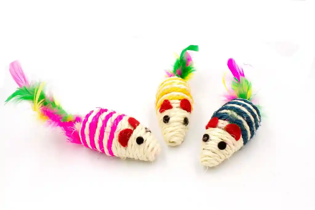 Juguete, Ratones De Sisas Con Plumas Para Gatos