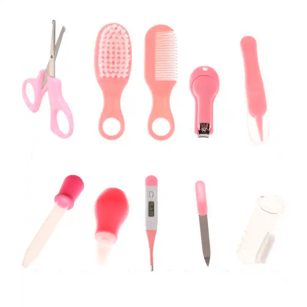 Set Cuidados Bebe 10 En 1 Manicure Peine Termometro Medicina (rosa)