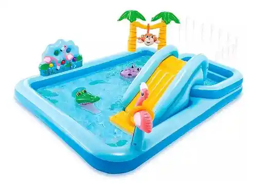Alberca Inflable Centro De Juegos Jungla Resbaladilla Intex
