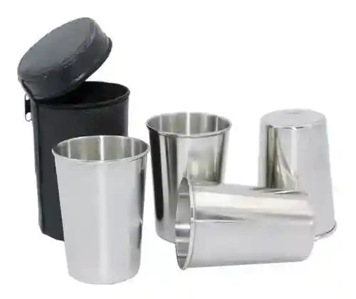 Set 4 Vaso Acero Inoxidable Camping Trekking Outdoor