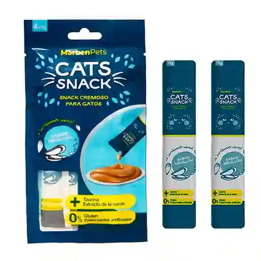 Cats Snack Tubito Cremoso Sabor Mejillón 4 Tubitos