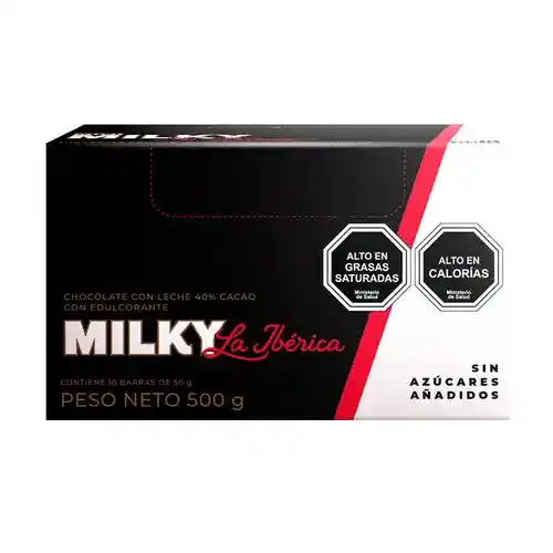 Barra Milky La Ibérica Sin Azúcar Sp X 50 Gr X 10 Pzas